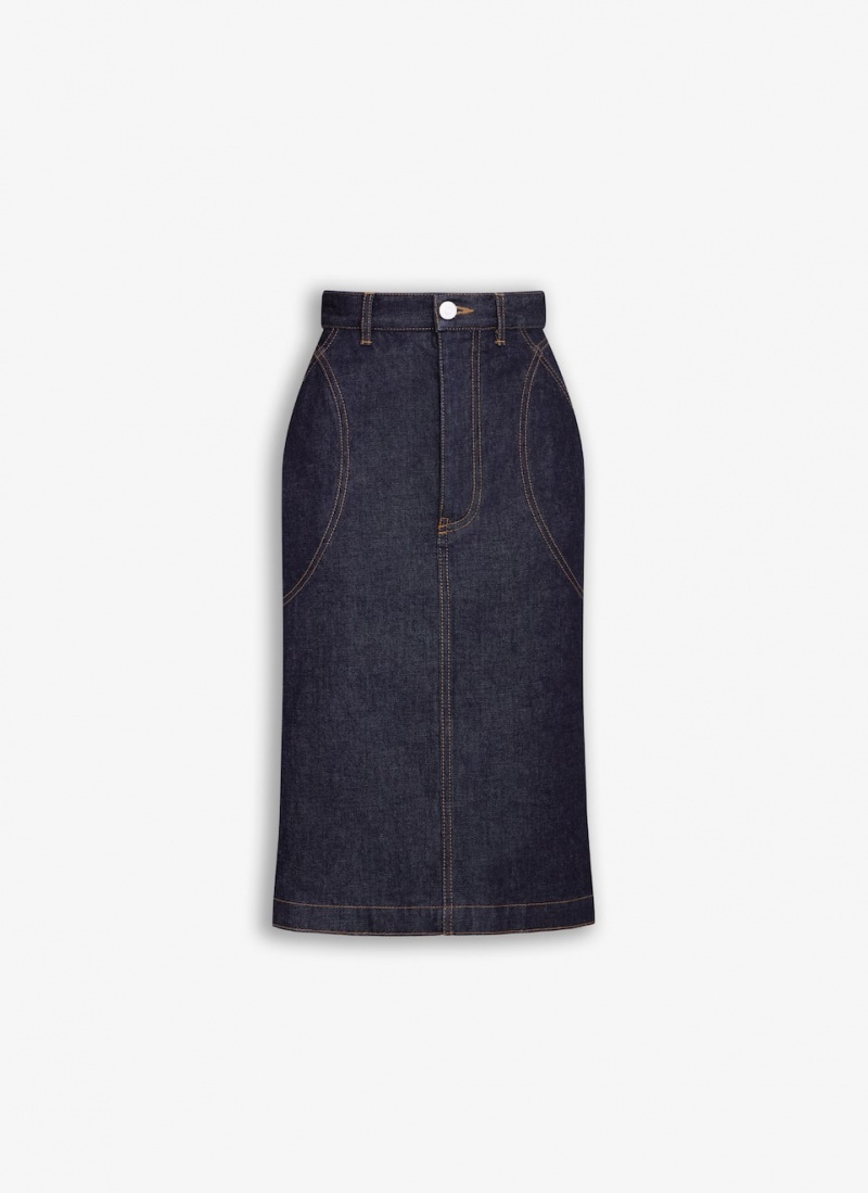 Alaia Pencil Denim Skjørt Dame Blå Norge | H8F-5535