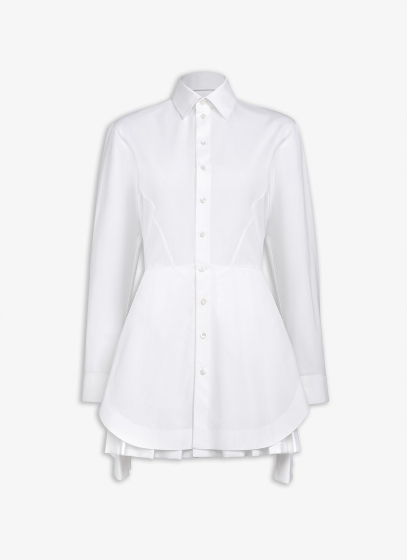 Alaia Poplin Shirt Kjole Dame Hvite Norge | T9D-3151