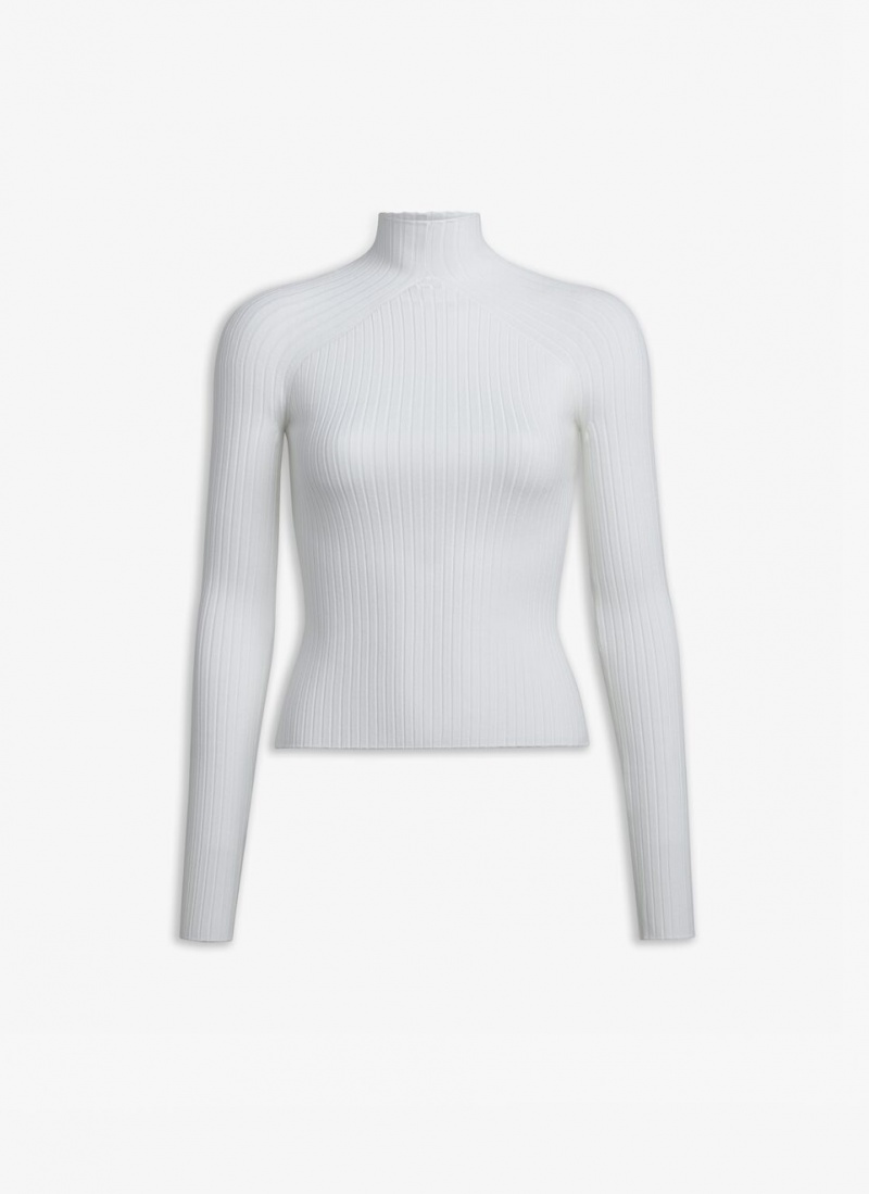 Alaia Rib Knit Jumper Gensere Dame Hvite Norge | G6T-5296