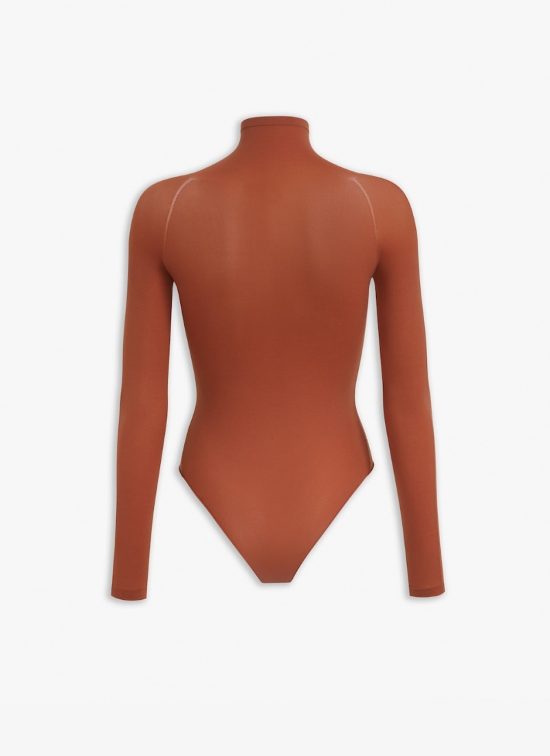 Alaia Second Skin Knit Body Bodysuit Dame Camel Norge | B6G-2493