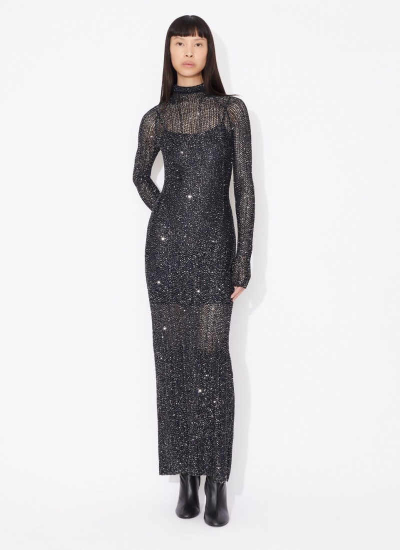 Alaia Sequin Highneck Kjole Dame Blå Norge | Z5W-2675