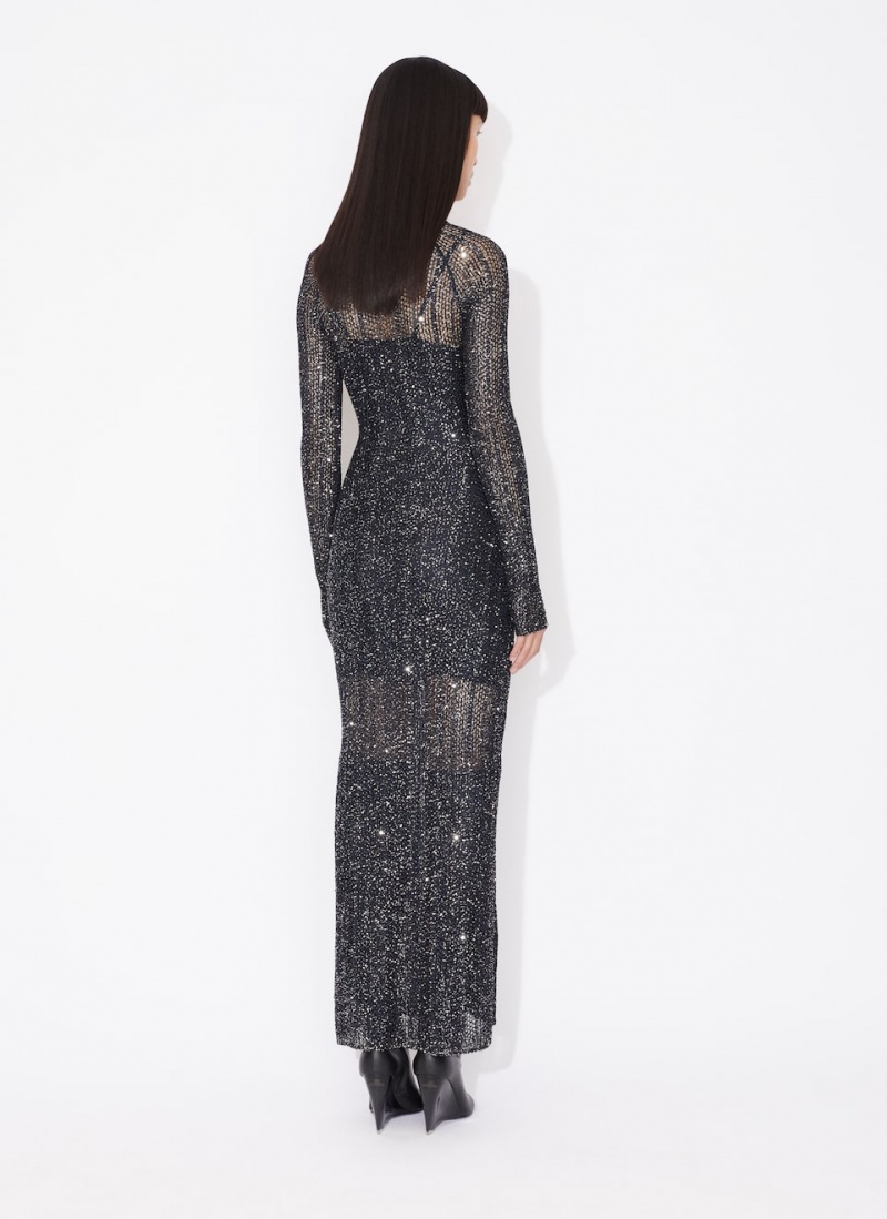 Alaia Sequin Highneck Kjole Dame Blå Norge | Z5W-2675