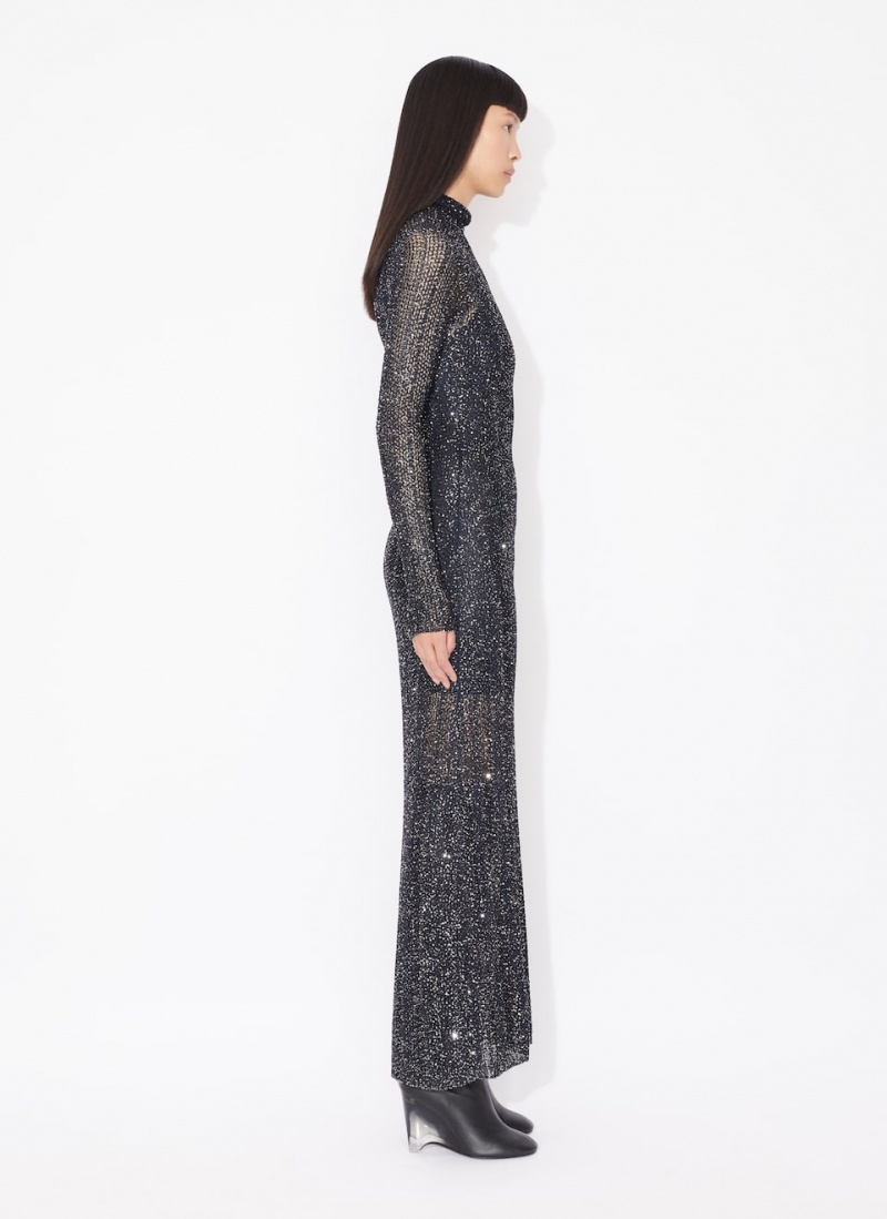 Alaia Sequin Highneck Kjole Dame Blå Norge | Z5W-2675