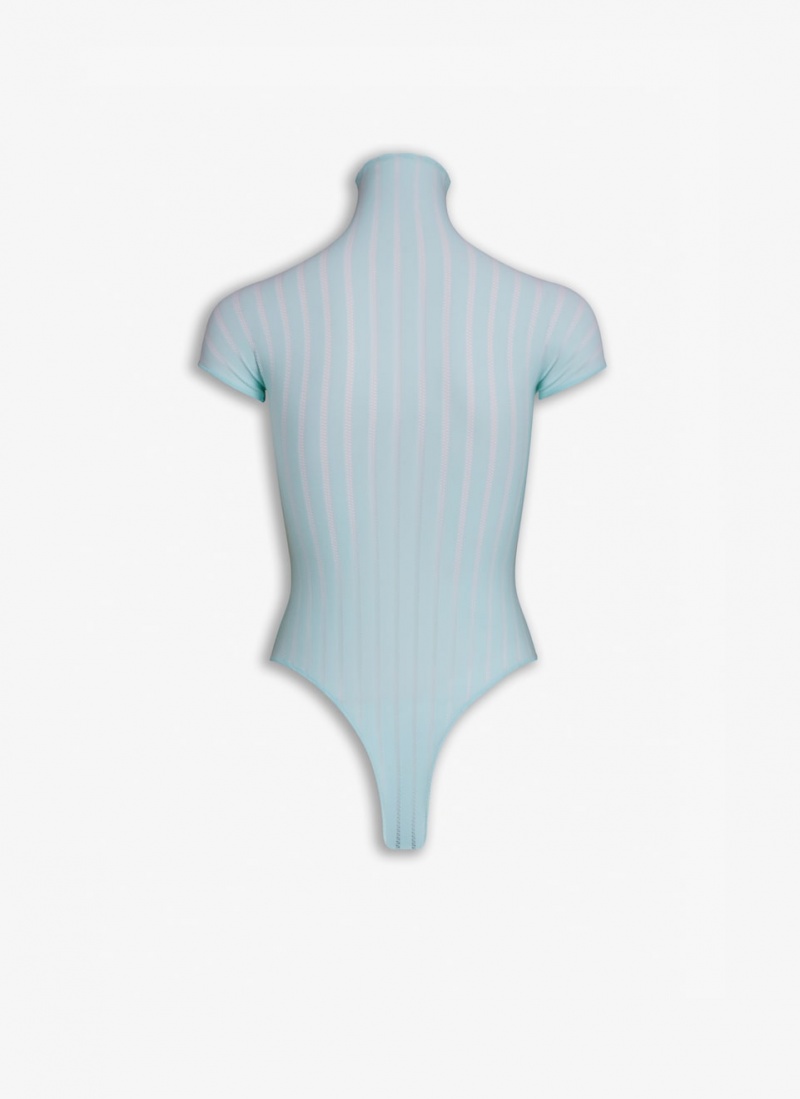 Alaia Sheer Stripes Body Bodysuit Dame Blå Norge | X6T-6944