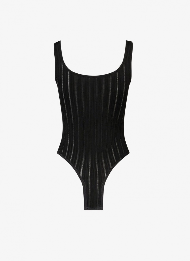 Alaia Shiny Crinoline Tank Body Bodysuit Dame Svarte Norge | M5I-9523