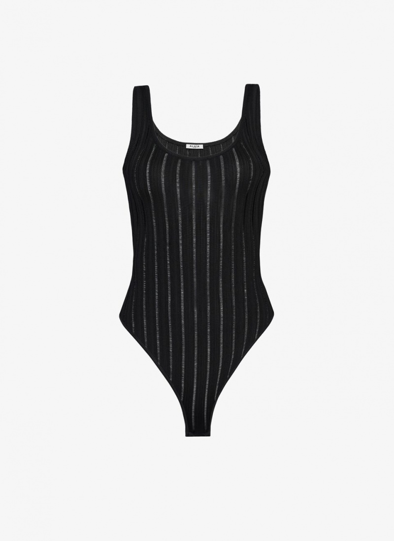 Alaia Shiny Crinoline Tank Body Bodysuit Dame Svarte Norge | M5I-9523