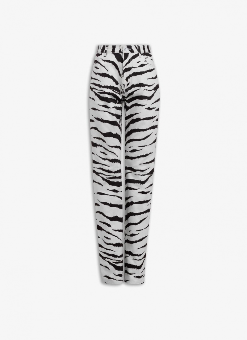 Alaia Straigh Animal Denim Bukse Dame Svarte Norge | L4Z-5762